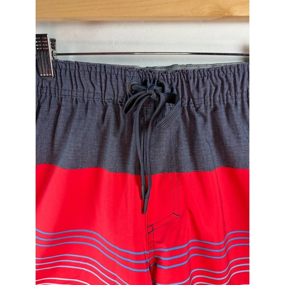 Hurley Mens Colorblock Board Shorts Red White Blue Ombre Swim Trunks Size Medium
